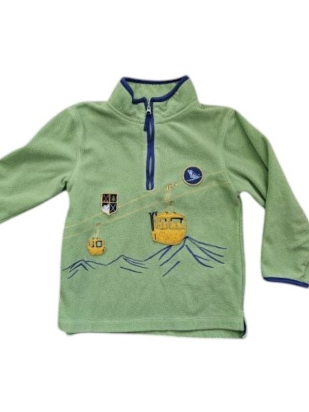 TALBOT’S KIDS Green Fleece Ski Theme Pullover Jacket Boys Size 6 Half Zip